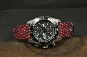 PULSERA RELOJ AUTÉNTICO LAGARTO BURDEOS BURGUNDY SPOTT HECHA A MANO PARA PANERAI MA STRAP - Imagen 1 de 12