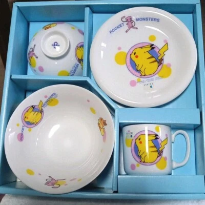 Juego de vajilla raro Pokemon para niños taza, plato, tazón, tazón magnético sin usar con tazón monpoke Foto 1 de 4