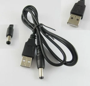 2x USB 2.0 A Male Plug To 5.5x 2.5mm Male Charger Charging DC Power Supply Cable - Picture 1 of 8