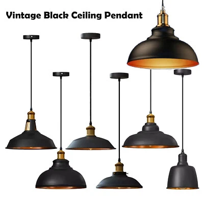 Vintage Industrial Ceiling Pendant Light Metal Lampshade Loft Hanging Retro Lamp - Image 1 of 4