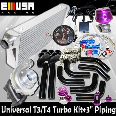 DIY Universal EMUSA T3/T4 Turbo FMIC 3" Black Piping Kit - Imagem 1 de 4