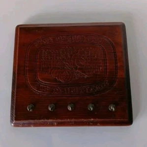 Key Rack Embossed Wood "Give Us This Day Our Daily Bread" Retro Charm - Picture 1 of 7