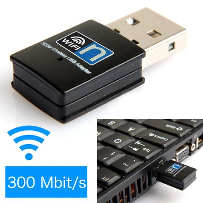 Mini WiFi Wireless Adapter WLAN 300 Mbit 802.11b/g/n USB 2.0 Stick Dongle NEU - Bild 1 von 4