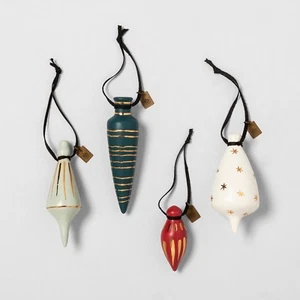 NEW RELEASE Hearth & and Hand Magnolia 4 Pc Plumb Bob Christmas Ornament Set NIB - Picture 1 of 2
