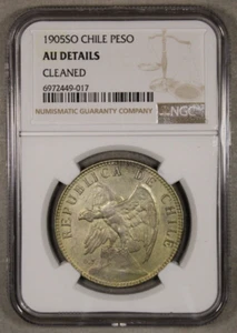 1905 So Chile Silver Peso NGC AU Details Cleaned - Picture 1 of 4