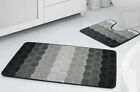 Non Slip 2 Piece Bath Mat & Pedestal Mats Absorbent Bathroom Toilet Set 