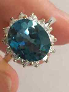 5.75 Ct Oval Cut Natural Topaz & Diamond Wedding Ring Real 950 Platinum Size 5 6