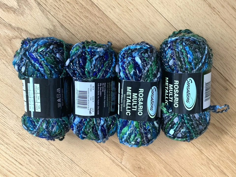 Sensations Yarn Rosario Multi Metallic Blue 10 Skeins