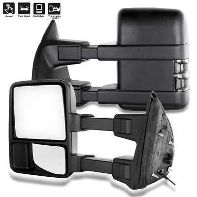 Manual Signal Tow Mirrors For 08-16 Ford F250 F350 F450 F550 Super Duty Pair Foto 1 de 4