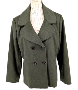 Talbots Blazer 14 Olive Italian Fabric Cashmere-Feel Double Breasted - Picture 1 of 9