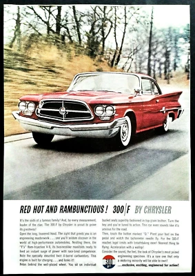 Chrysler 300 F auto ad vintage 1960 original car advertisement 11.5 x 8 inches - Image 1 of 2