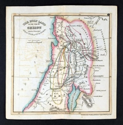 Mapa de Lothian 1831 Tierra Santa Jesucristo Jerusalén Galilea Nazaret Biblia Israel Foto 1 de 4