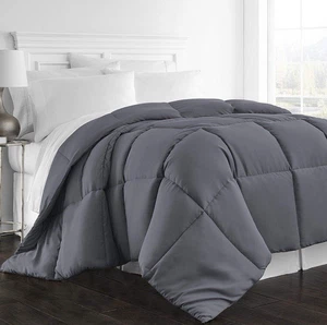 Beckham Hotel 1300 Series Queen/Full Comforter Goose Down Alt Black All Season - Picture 1 of 7