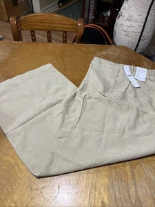 Pantaloni ColdWater Creek in lino di seta nuovi con etichette 3x marrone kaki vestibilità naturale gamba larga cravatta davanti - Foto 1 di 7