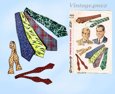 Simplicity 4816: 1940s Rare Uncut WWII Mens Ties Fits All Vintage Sewing Pattern - Image 1 of 4