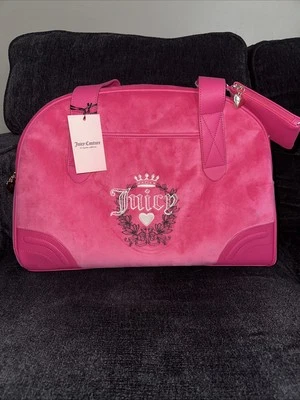 Juicy Couture Heritage Velour Weekender Bag In Juicy Pink NWT Retail $118 - Image 1 of 4