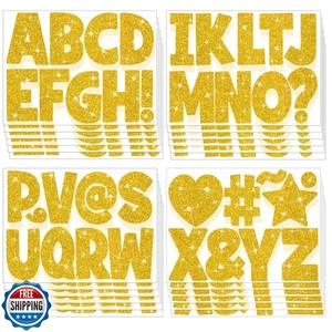 216 Pcs Bulletin Board Letters 24 Sheets Large Letter Stickers Glitter 4 Inch - Picture 1 of 5