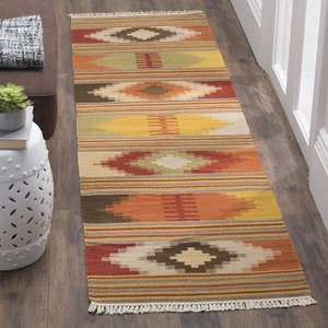 Kilim Collection Runner Rug - 2'3" x 10', Red & Multi, Handmade Southwestern ... - Picture 1 of 7
