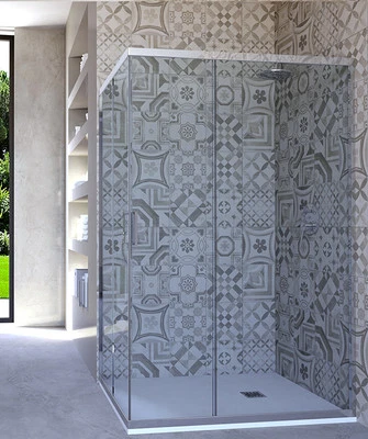 Box doccia 60x60 cm angolare porta scorrevole trasparente - Immagine 1 di 4