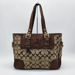 Coach Wildleder Canvas Signature Handtasche Drehverschluss 1443 - Bild 1 von 15