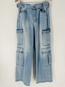 Fashion Nova Utility Cargo Jeans Damen 7 niedrig geschnitten weites Bein gebraucht, in einwandfreiem Zustand - Bild 1 von 8