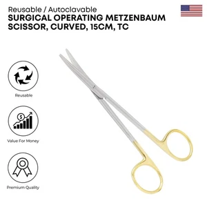 Tijeras quirúrgicas Metzbaum 15 cm Curvas TC Instrumentos quirúrgicos - Imagen 1 de 2