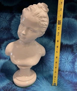 "Busto grande de porcelana Houdon antiguo de 15,5"" de una mujer joven" - Imagen 1 de 9