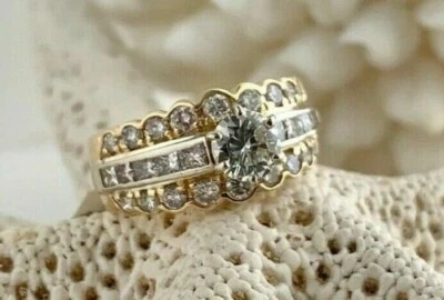 3.2Ct Lab Created Diamond Vintage Engagement Ring 14K Yellow Gold Plated Silver - Image 1 of 4