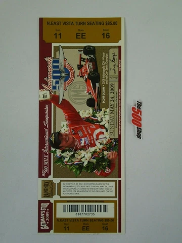 2009 Indianapolis 500 Ticket Credential Northeast Vista Sec 11 Row EE Seat 16 Cover