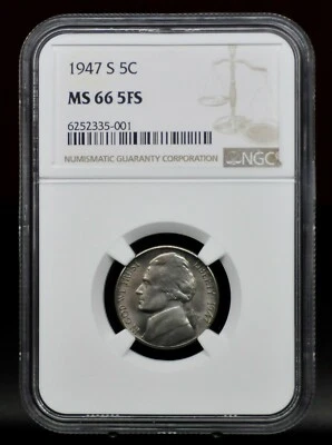 1947-S NGC MS66 5FS Jefferson Nickel - 5 Full Steps [071DUD] - Image 1 of 4