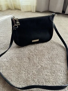 WITCHERY Black Gold Crossbody Shoulder HandBag Bag Dual Zips Clutch - Picture 1 of 9