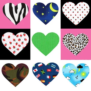 Fabric Repair Iron/Sew on Knee/Elbow/Applique Patch Crafts/Jeans HEART x 2 - Picture 1 of 7