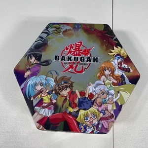 Bakugan Battle Brawlers Hexagon Metal Tin With 9 Brawlers Figures Lot - Picture 1 of 18