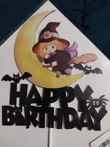 Little Witch Happy Birthday Cake Topper - Picture 1 of 5