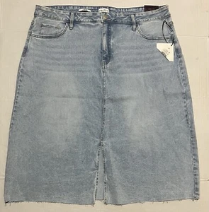 Womens Ava & Viv Denim Midi Skirt Light Wash 20 Blue Relaxed Fit Comfort Stretch - Picture 1 of 6