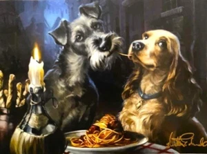 Lady and the Tramp Disney Fine Art Heather Edwards Signed Print Bella Notte - Picture 1 of 5