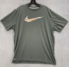 Nike Dri Fit Graphic T-Shirt Men's Size XL Green Logo Crew Neck Athletic
