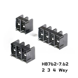 PCB Barrier Screw Terminal Block Strip Connector HB762 300V/20A 2 3 4 Way Black - Picture 1 of 6