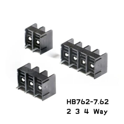 PCB Barrier Screw Terminal Block Strip Connector HB762 300V/20A 2 3 4 Way Black - Image 1 of 3
