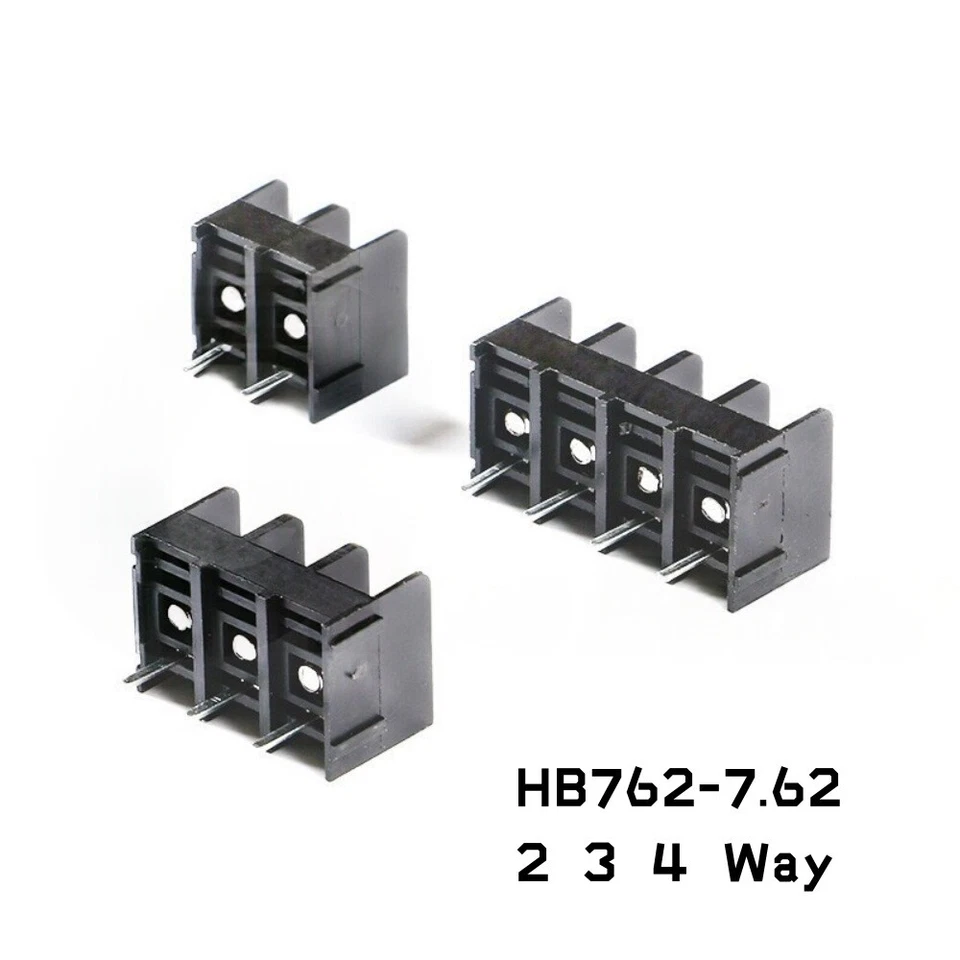 PCB Barrier Screw Terminal Block Strip Connector HB762 300V/20A 2 3 4 Way Black - Image 1 of 3