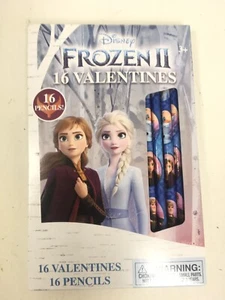 Disney Frozen 2 II Kids 16 Valentine Cards 16 pencils Classroom Sharing Party - Picture 1 of 2