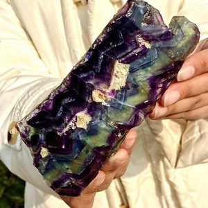 Rebanadas de fluorita de colores naturales 272G pulidas/pulidas curación espiritual - Imagen 1 de 13