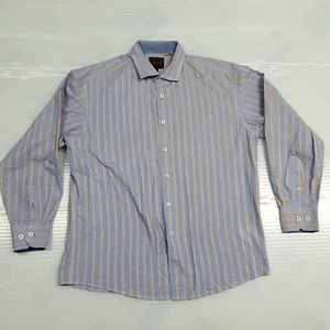 Linea Uomo Shirt Mens XL Blue Striped Long Sleeve Button Up Casual - Picture 1 of 9