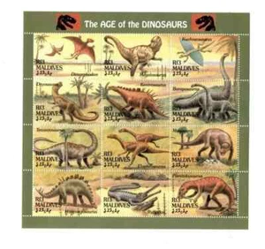 Maldives 1994 Prehistoric Dinosaurs Sheet of 12 Stamps Scott #1969 MNH GEM GRADE - Picture 1 of 1