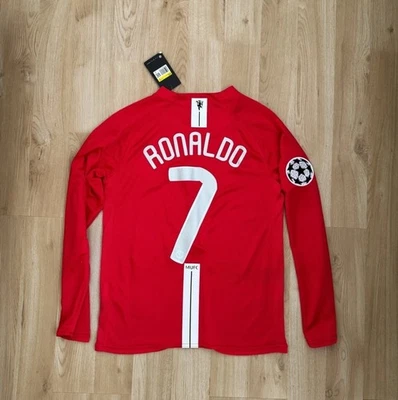 Camiseta deportiva de Cristiano Ronaldo #7 Manchester United 2008 UCL local roja retro LS Foto 1 de 4