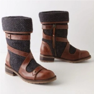 Bota Anthropologie Schuler & Sons couro tweed tamanho 5.5 - Imagem 1 de 4
