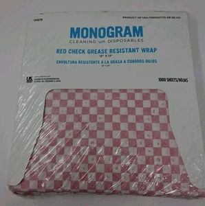 US Foods Monogram Red Check Grease Resistant Wrap 1000 Sheets #134879 NEW - Picture 1 of 9