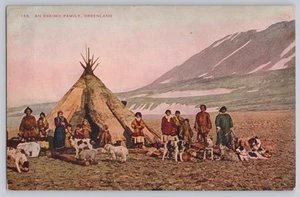 Postal Familia Esquimal Groenlandia Parte Trasera Dividida (1907-1915) Sin Publicar - Imagen 1 de 2