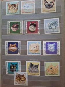 Colección de estampillas de animales del mundo usadas y como nuevas, con bisagras, álbum, gatos, perros, otros - Imagen 1 de 20