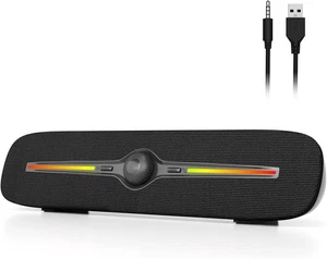 R90 Haut-parleur d'ordinateur pour bureau, haut-parleurs Bluetooth PC alimentés par USB avec lumières - Photo 1/8